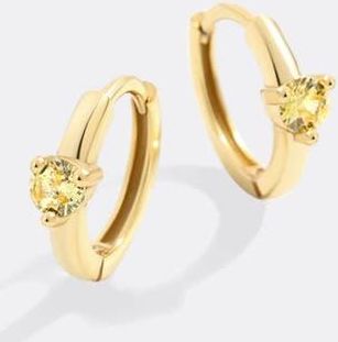Mint & Lily Solitaire Birthstone Huggie Hoop Earrings in November Citrine at Nordstrom