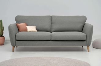 HOME AFFAIRE 3-Sitzer »MARSEILLE 3er Sofa 206 cm, Cord, Flachgewebe, Struktur, Webstoff« Massivholzbeine Eiche, Landhausstil, Wellenunterfederung