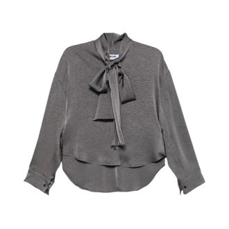 Msgm Camicetta con collo a fiocco in cr&ecirc;pe - - Blouses & Shirts - Donna - Grigio - M