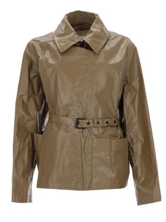 Christophe Lemaire Brown Solid Shirt Collar Jacket