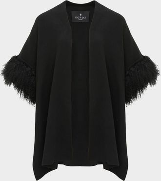 Gorski Knit Wool Vest With Mongolian Lamb Cuffs