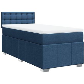 vidaXL Cama Box Spring Con Colch&oacute;n Tela Azul 100x200 Cm Vidaxl