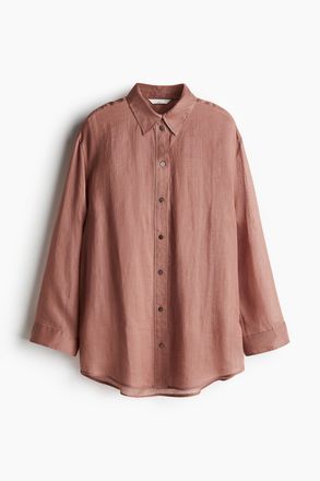 H&M Oversized Bluse aus Ramie - Mattbraun