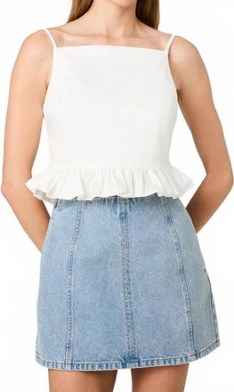 French Connection Lilah Ruffle Peplum Top In White