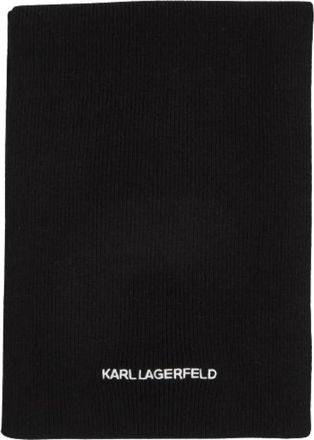 Karl Lagerfeld Lange Zwarte Sjaal met Essenti&euml;le Logo - unisex - Wintersjaals - Zwart - ONE Size - Wol - Accessoires
