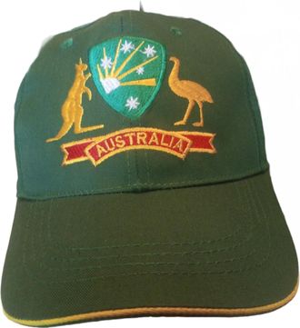 Generic Green Australia/Australian ODI Casual Test Cricket Baseball Hat with Embroided Logo Adult/Men ONE Unisex
