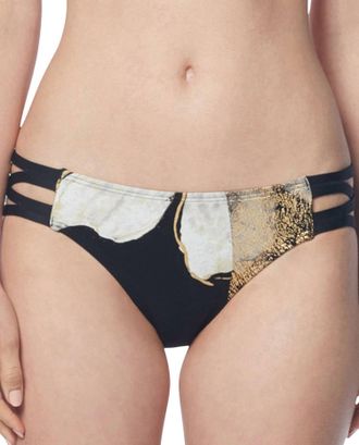 Carmen Marc Valvo Strappy Full Coverage Bikini Bottom In Cmv Gilded Garden Black