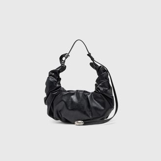 Diesel Grab-D-Large scrunched hobo bag - Shoulder Bags - Woman - Black