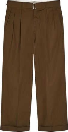 Officine G&eacute;n&eacute;rale Evans Belted Cotton-poplin Trousers - Dark Brown - 52 (IT52 / XL)