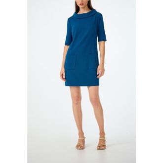 Trina Turk Maleko Folded Neckline Dress in Burle Blue at Nordstrom, Size 2