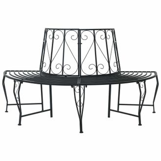 vidaXL Banco De &Aacute;rbol 4-n&uacute;mero De Plazas 160 X 80 X 89 Cm Acero Negro Vidaxl