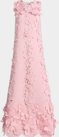 Badgley Mischka Sleeveless Cutout Floral Applique Gown