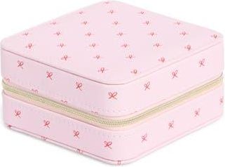 Nordstrom Square Zip Jewelry Box in Pink- Red Bow at Nordstrom Rack