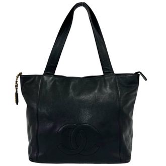 Chanel Black Grained Calfskin Tote Bag (Pre-Owned)