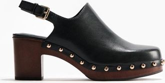 Alohas Womens ALOHAS Vinyl Clogs Black Leather Slip-On Comfort Shoes HTAT418