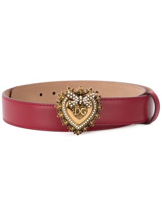 Dolce & Gabbana Devotion buckle belt - women - Leather - 75 - Red
