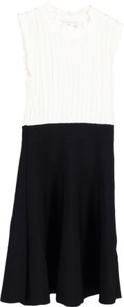 Sandro Sandro Edda Two-Tone Knitted Mini Dress in White Cotton