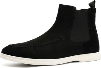 Generic Mens Casual Slip On Chelsea Boots Faux Suede Ankle Dress Boots for Men Lightweight Comfortable Fashion Driving Shoes,Black,10.5 UK