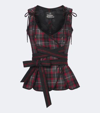 Vivienne Westwood Top Roxy de tart&aacute;n de lana con peplum