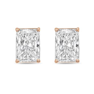 Diana M. Jewels 14Kt Rose Gold 5.00 cts Lab Grown Radiant Cut Diamond Studs