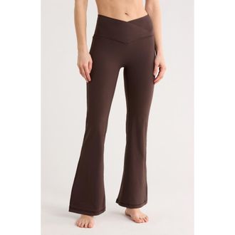 Yogalicious Lux Sophia Crossover Elastic Flare Leggings in Chocolate Torte at Nordstrom Rack, Size X-Small