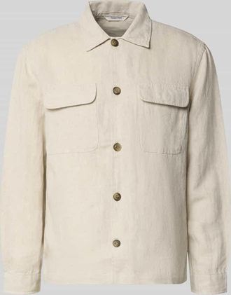 Selected Relaxed Fit Hemdjacke aus Leinen-Baumwoll-Mix Modell LEROY in Beige, Gr&ouml;&szlig;e XXL