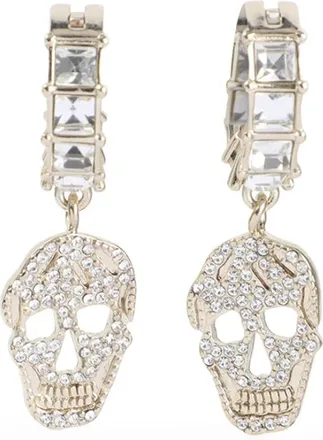 Alexander McQueen Pave Skull Earrings - female - Alexander McQueen - Earrings - Gray - ONE SIZE - Accessories