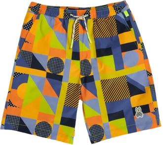 Psycho Bunny Costume da bagno Henry Deco con stampa geometrica - Blu