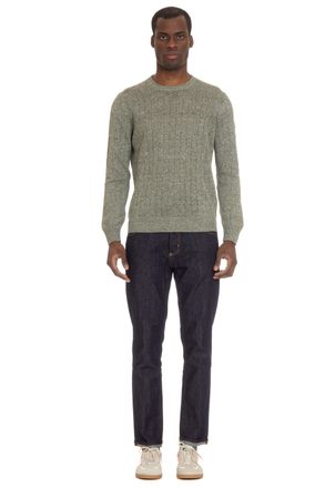 Gran Sasso Melange Linen-Cotton Sweater with Roll Detail