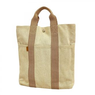 Herm&egrave;s Beige Brown Canvas Tote Bag (Pre-Owned)