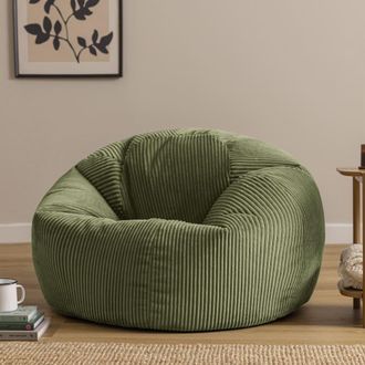 Icon Brand Puf cl&aacute;sico sill&oacute;n grande xl de pana verde salvia