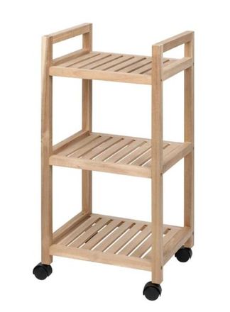 WENKO Estanter&iacute;a Etagen Etagen - Carro Estante De Cocina Estante De Ba&ntilde;o Con Ruedas Certificado Fsc
