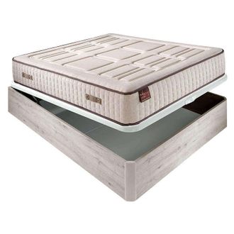 Colchones Aznar Colch&oacute;n Hr Cotton Con Visco 27 Cm Extra Firme Transpirable + Canap&eacute; Abatible Madera 3d Transpirable Altura 34 Cm 135x182 Cm - Nordico