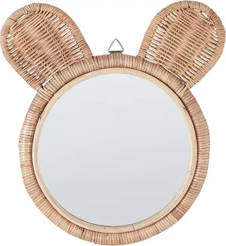 Beliani Beliani - Espejo De Pared De Rat&aacute;n Natural Beige 20 Cm Orejas Oso Moderno Infantil Ashanti