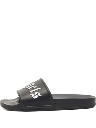 Palm Angels Pre-Owned logo-embossed slides - Black