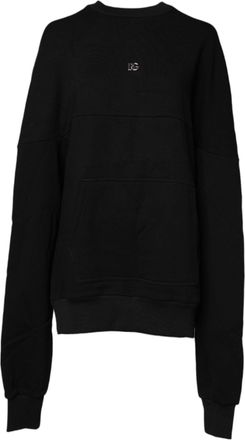 Dolce & Gabbana Black Cotton Crew Neck Sweatshirt Womens Sweater