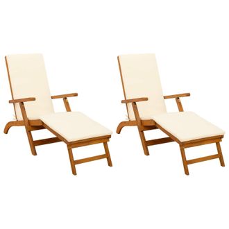 vidaXL Recliner Y Tumbona Plegable 2 Pcs 55 X 146 X 91 Cm Vidaxl