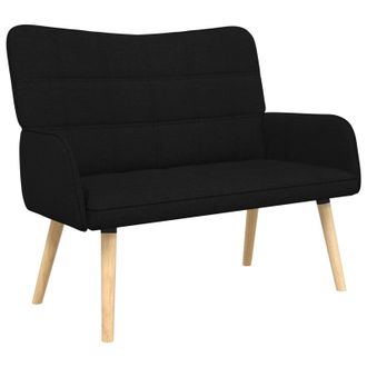 vidaXL Sof&aacute; De 2 Plazas Negro 115 X 61 X 87 Cm Tela Vidaxl