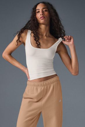 Alo | Sheer Glow Tank Top in Ivory White, Size: Large