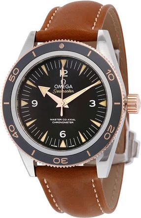 Omega Seamaster 300 Black Dial Brown Leather Mens Watch 233.22.41.21.01.002