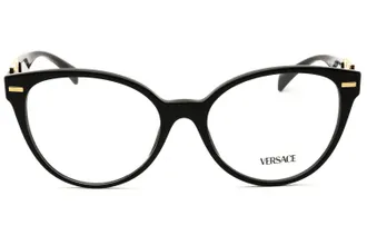 Versace 0VE3334 Round Acetate Eyeglasses - Black