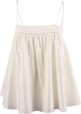 Rotate Top slip a righe ruotato bianco brillante (vestibilit&agrave; ampia)
