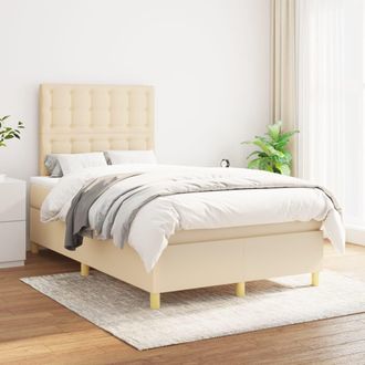 vidaXL Cama Box Spring Con Colch&oacute;n Tela Color Crema 120x200 Cm Vidaxl