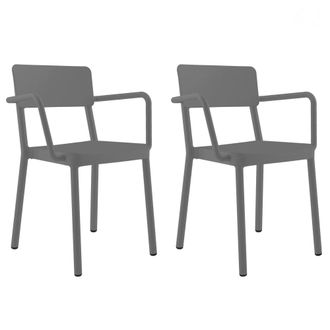 Resol Sillas con brazos lisboa pl&aacute;stico gris (pack de 2)