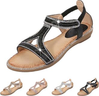 Generic Sandals Womens Summer Elegant Wedge Heel Summer Sandals Womens Elegant Platform Strap Sandals Open Sandals Ankle Strap Sandals Non-Slip Casual Shoes S