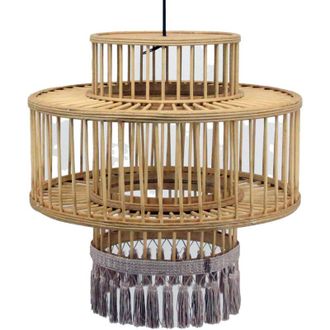DKD Home Decor Lampadario DKD Home Decor Marrone Beige 50 W Frange Città 220 V 45 x 45 x 46 cm