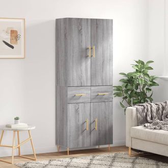 Berkfield Home Highboard Grey Sonoma 69.5x34x180 cm Engineered Wood