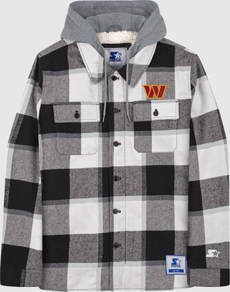 Starter Mens Washington Commanders The Big Joe Sherpa Lined Plaid Jacket In Black