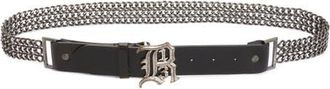 R13 Triple Chain Leather Belt in Black at Nordstrom