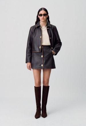 Claudie Pierlot Short A-line Leather Skirt